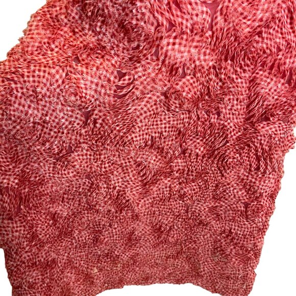 Akris Punto Womens Skirt Size 6 Red Gingham Organdy Rosette Applique Tulle Midi - Picture 7 of 12